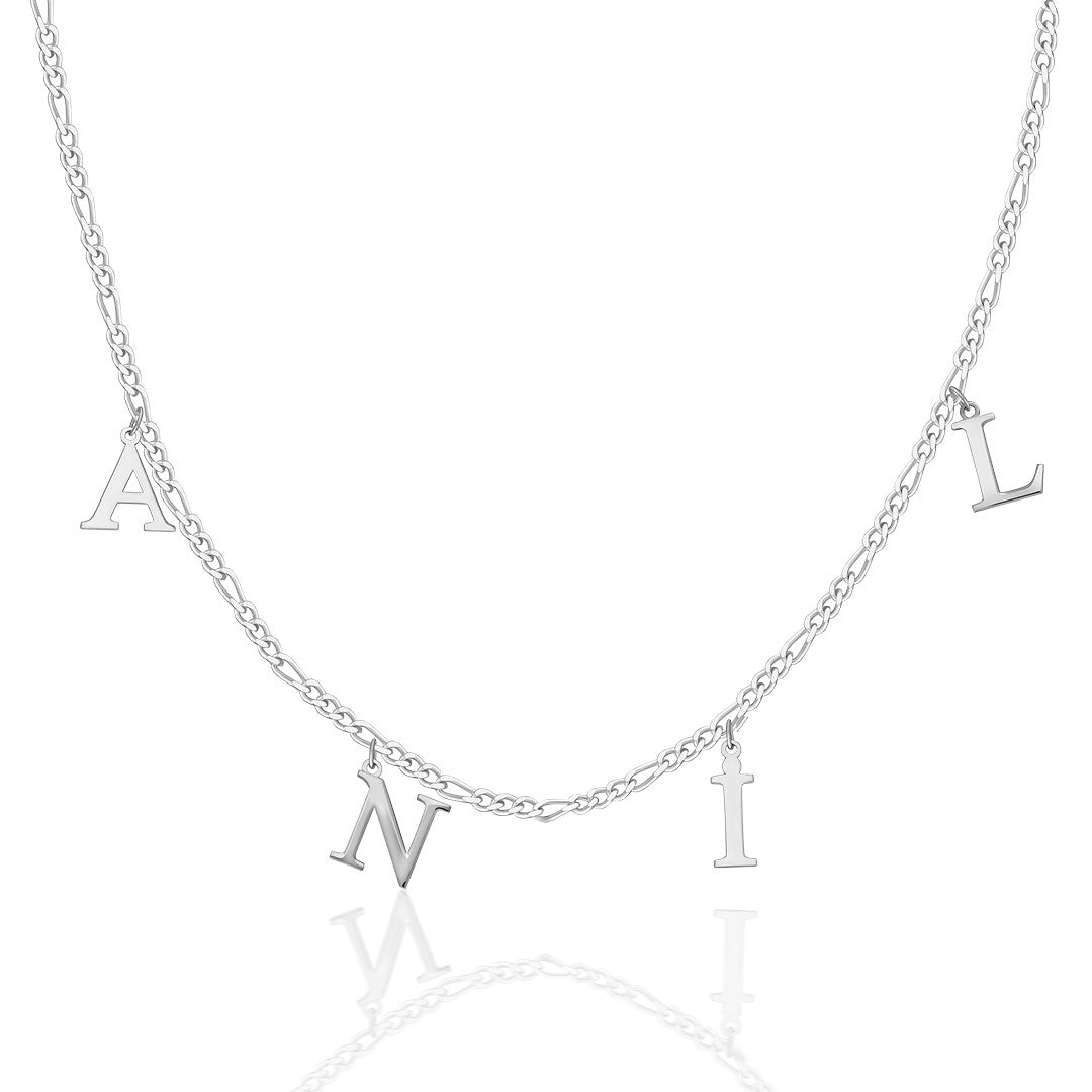 İsimli kolye - Figaro zincir isimli kolye - 925 GÜMÜŞ