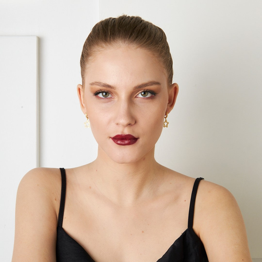 Sallantılı Taşlı Yıldız Küpe - 925 GÜMÜŞ