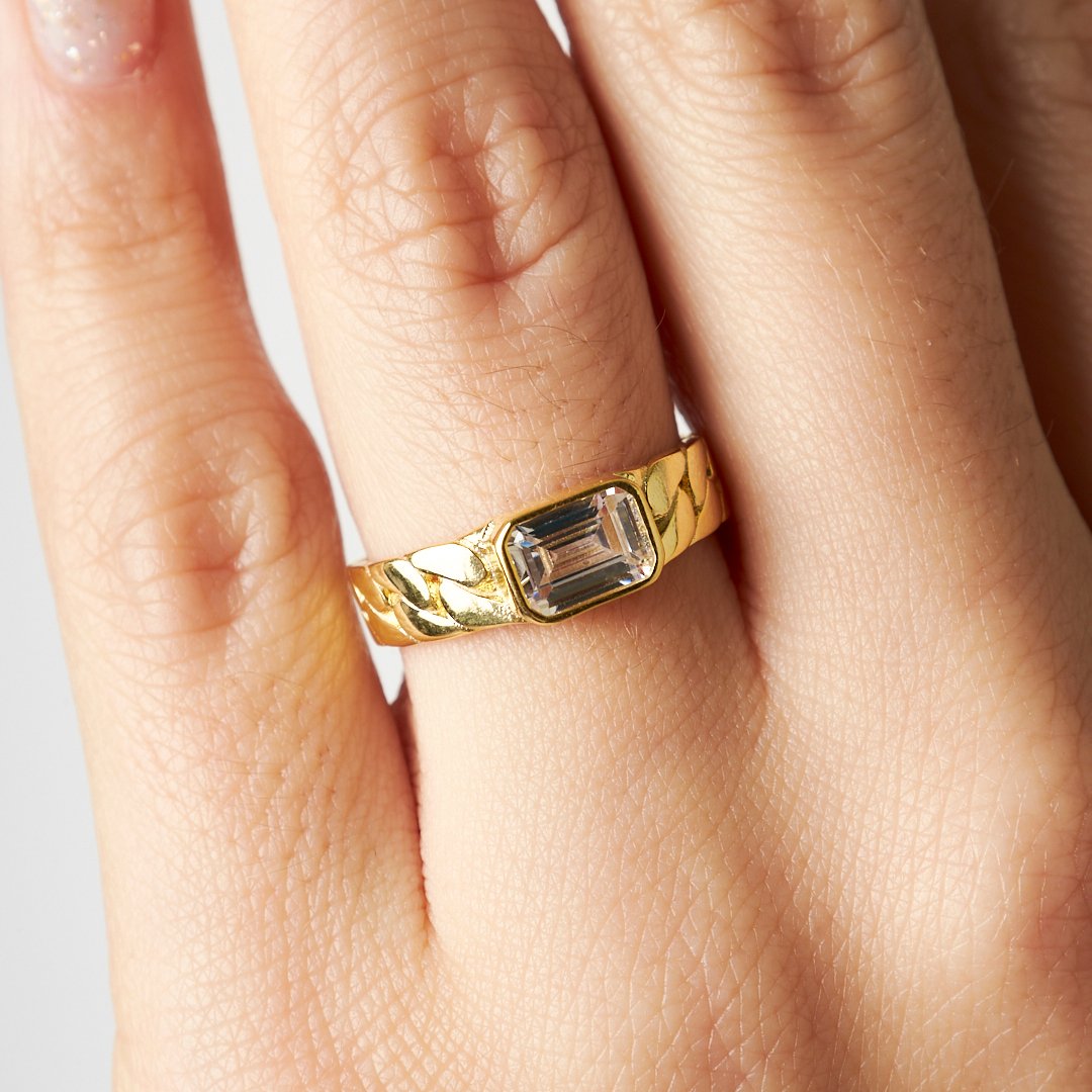 Baget Taş Desenli Yüzük - 925 GÜMÜŞ