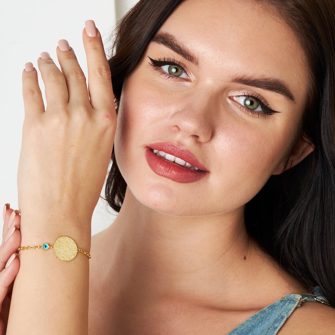 Nazar Tuğralı Zincir Bileklik - 925 GÜMÜŞ