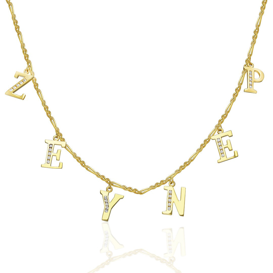 Harfli Yarım Taş Kolye İsimli Kolye Modeli 2 - 925 GÜMÜŞ