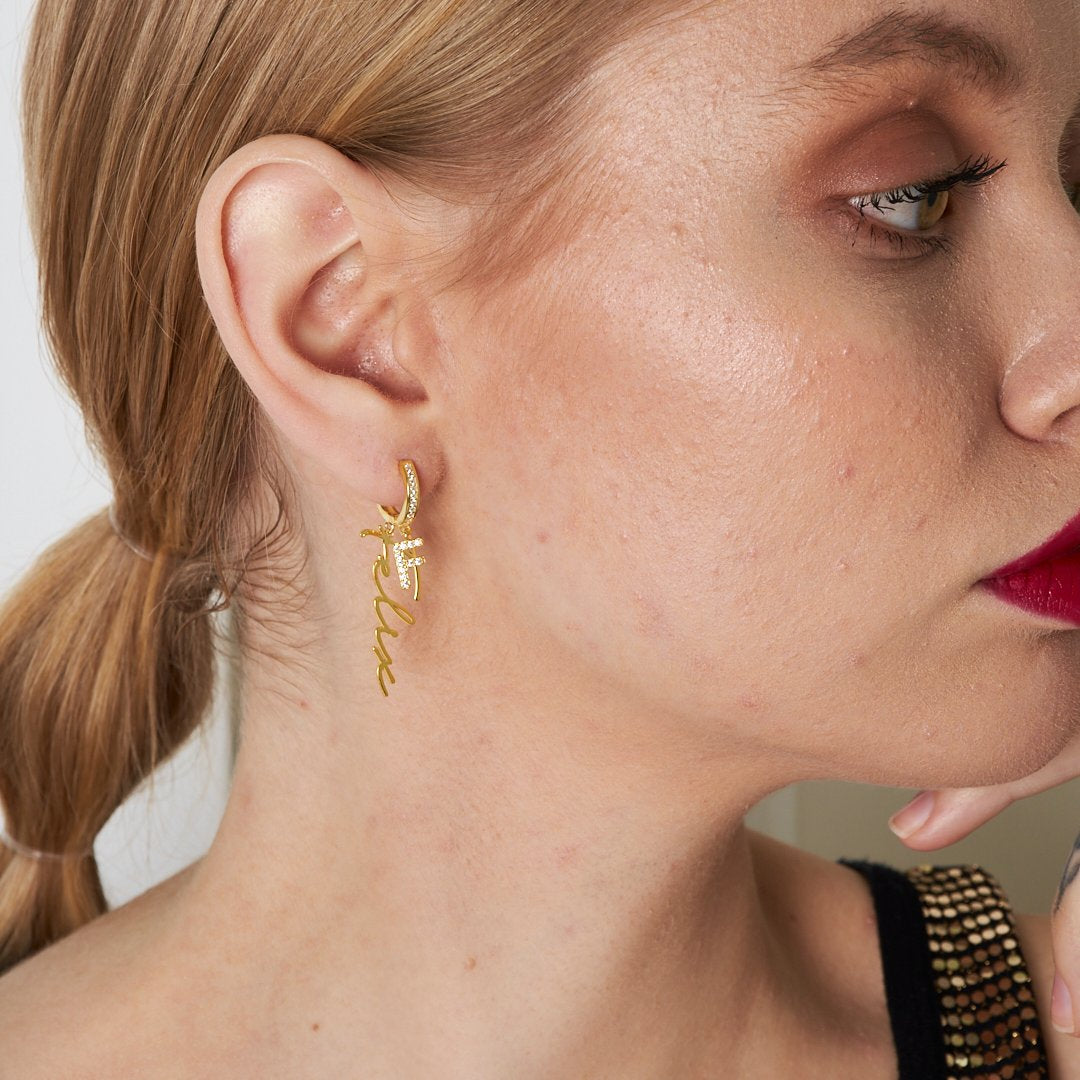 Zirkon Harfli İsim Küpe - 925 GÜMÜŞ