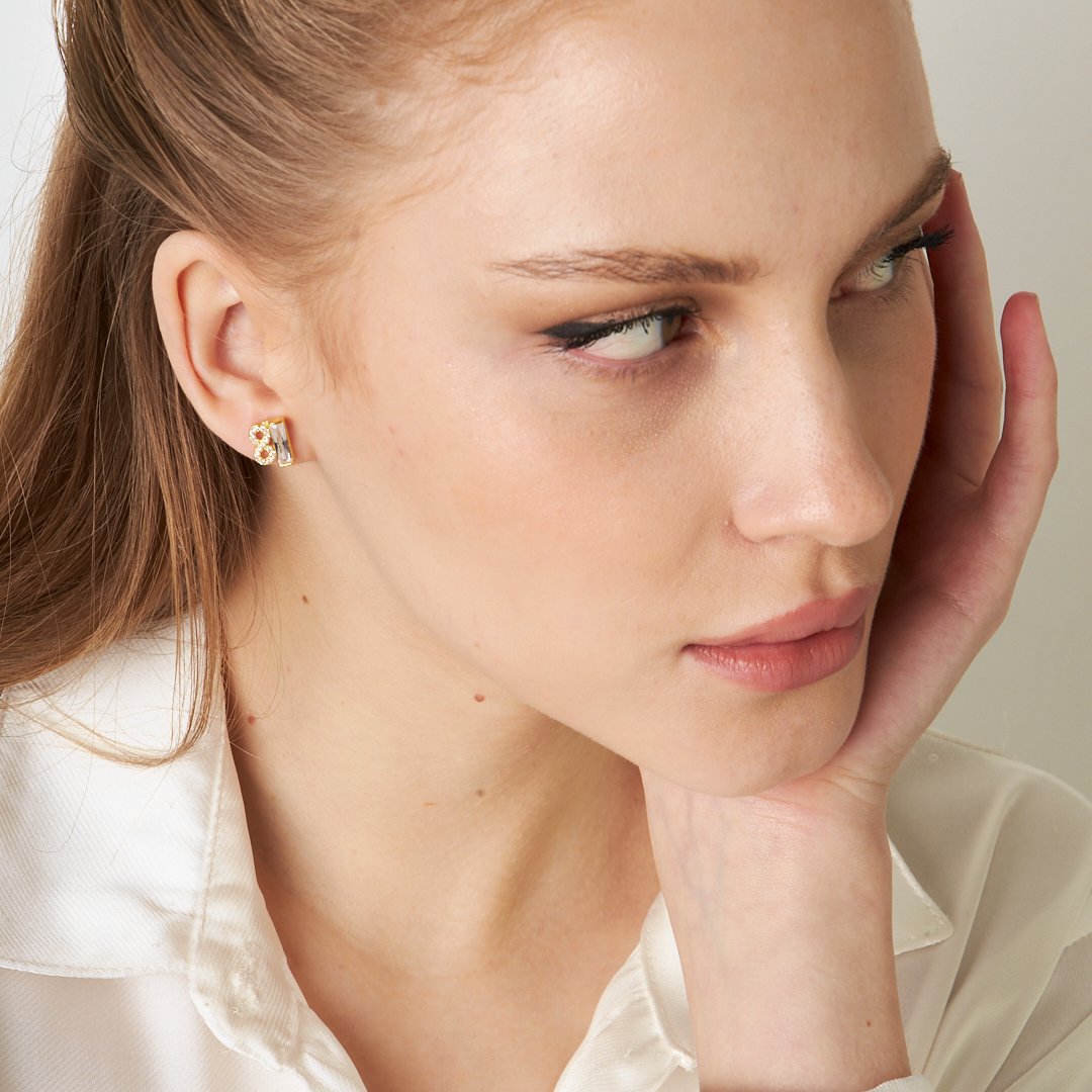 Baget Taşlı Sonsuz Küpe - 925 GÜMÜŞ