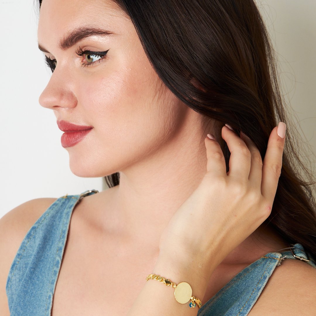 Nazar Çeyrek Arpa Zincir Bileklik - 925 GÜMÜŞ