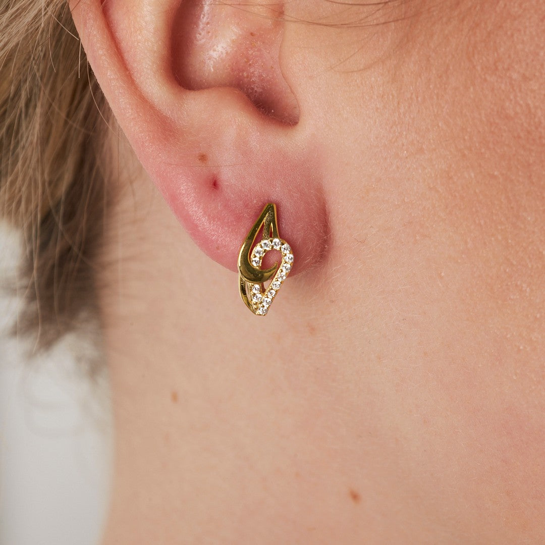 Taşlı Su Damlası Küpe - 925 GÜMÜŞ