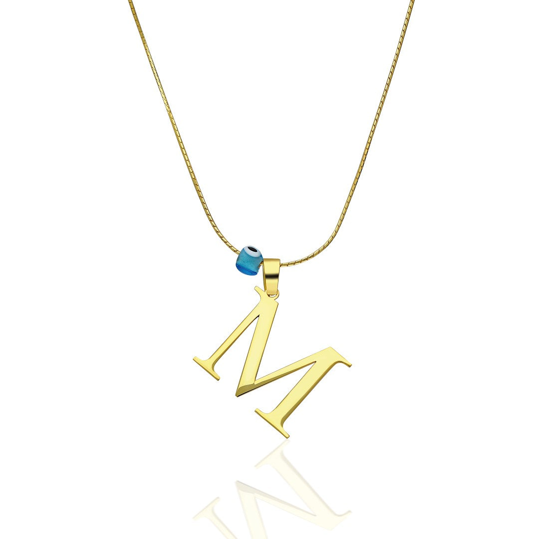 Nazar Yan Harfli Kolye - 925 GÜMÜŞ