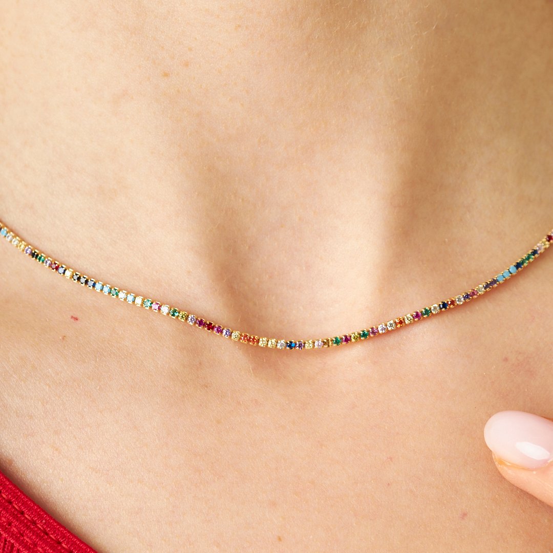 Renkli taşlı Su Yolu Seti - 925 GÜMÜŞ