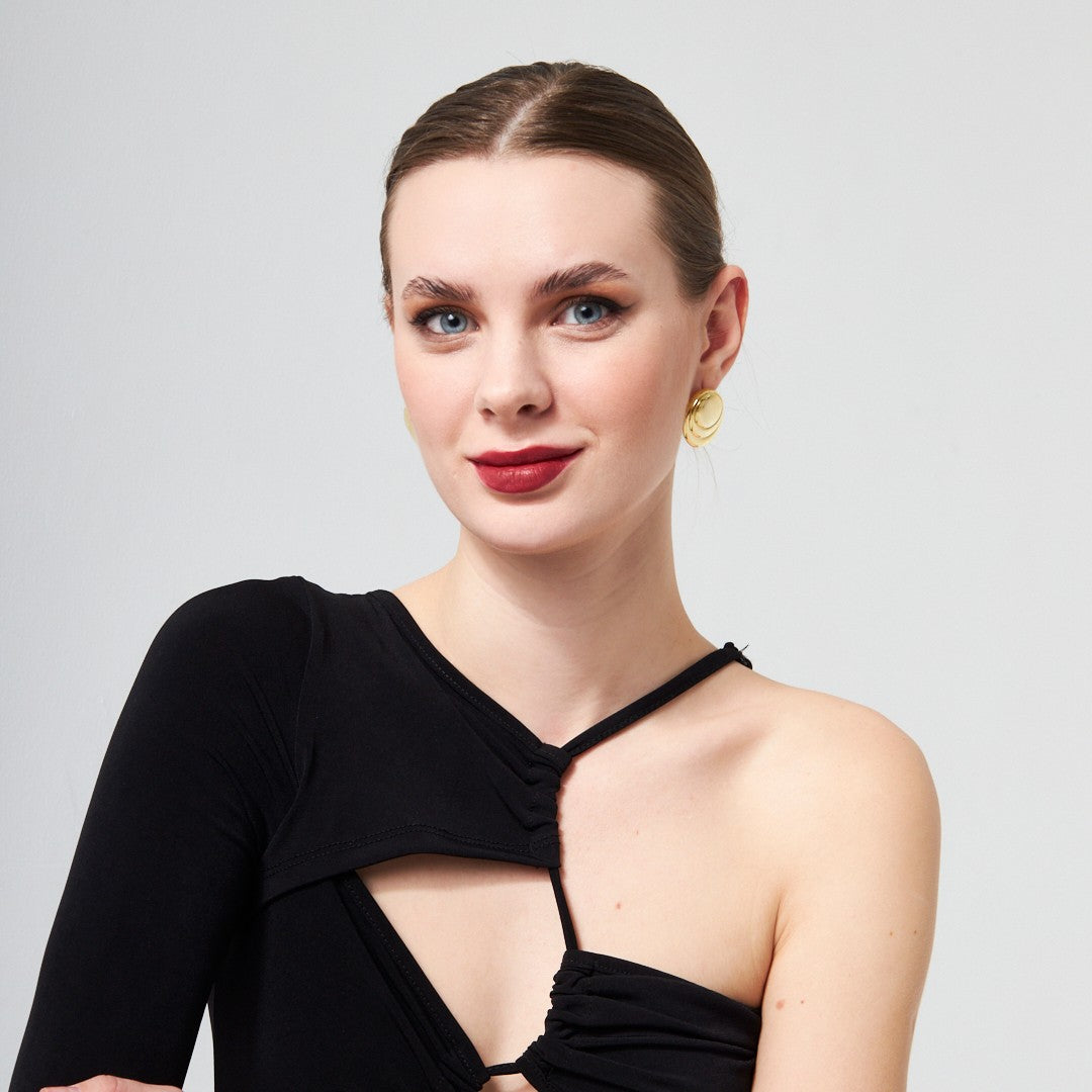 Büyük Düğme Küpe - 925 GÜMÜŞ