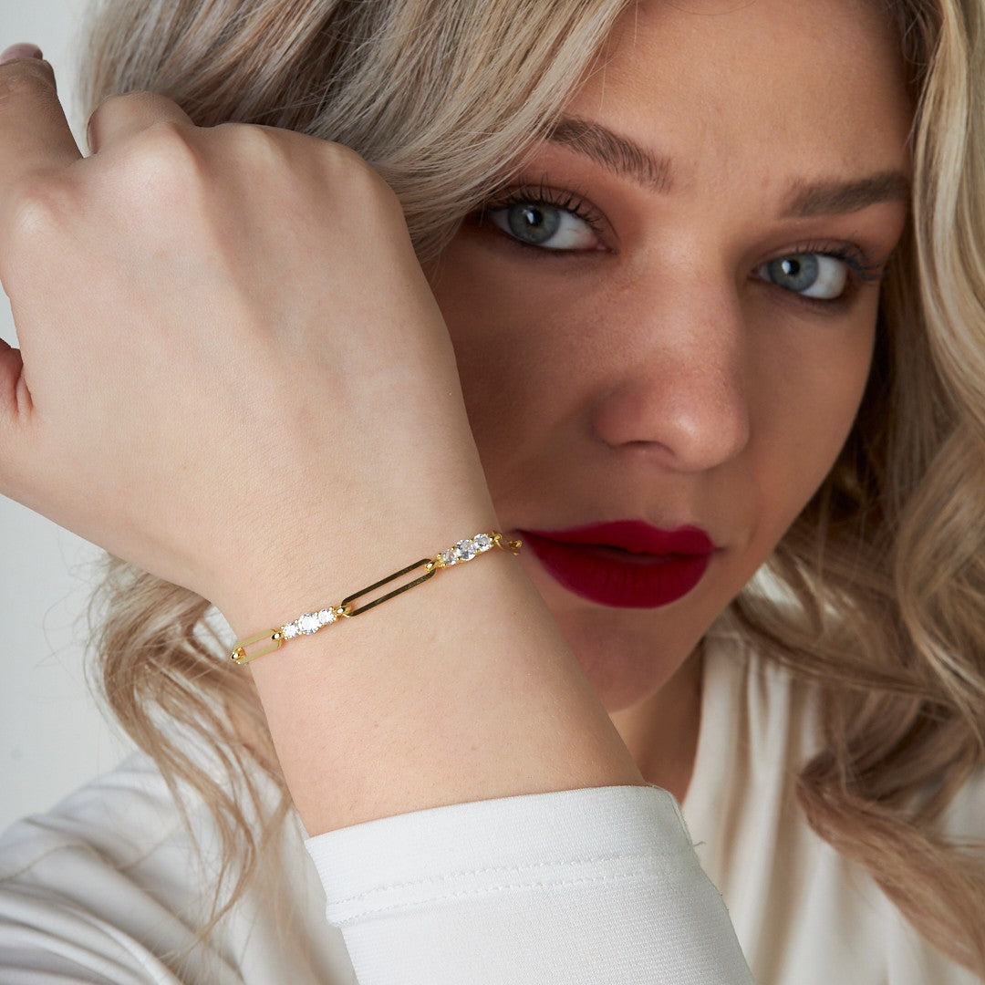 Izzy Zırkonya Zincir Bileklik - 925 GÜMÜŞ