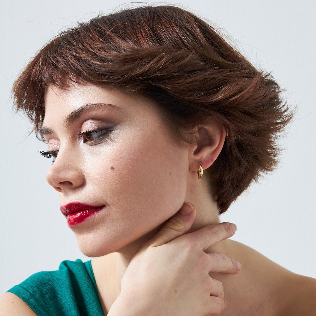 Geometrik Şekilli Halka Küpeler - 925 GÜMÜŞ