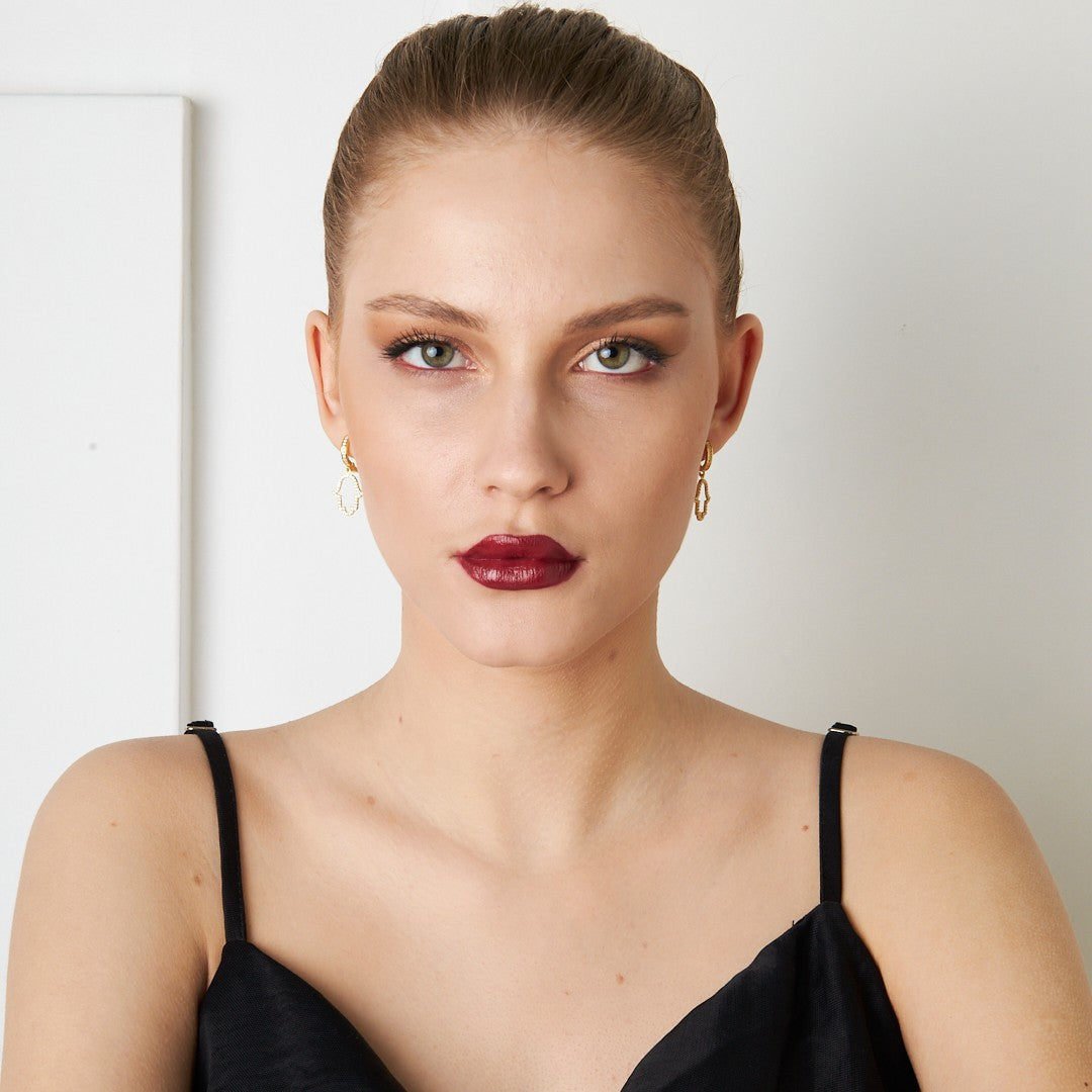 Taşlı Fatma Anne Eli Küpesi - 925 GÜMÜŞ