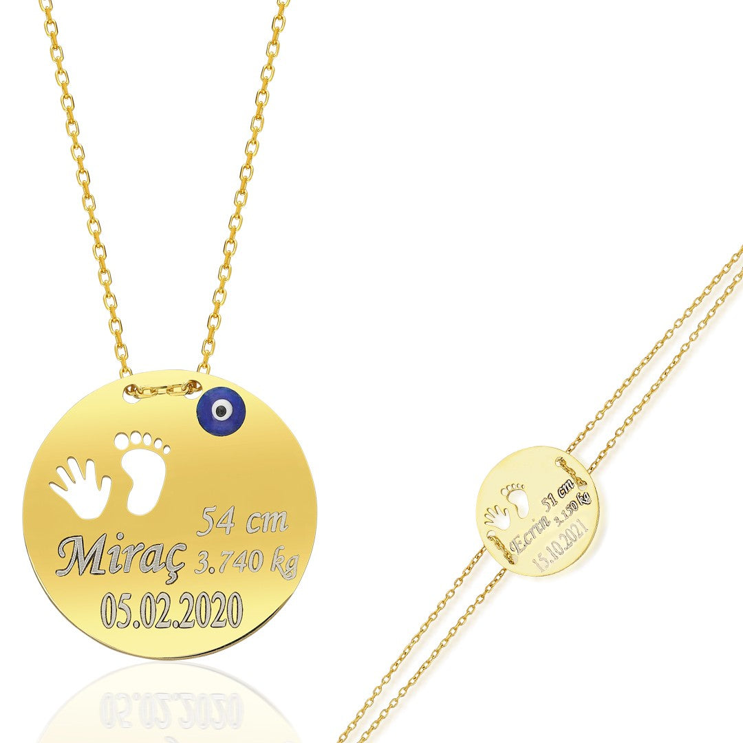 Basit Plakalı Yenidoğan Seti - 925 GÜMÜŞ