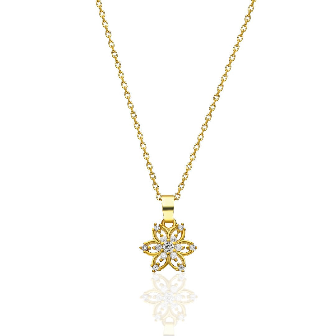 Taşlı Çiçek Kolye - 925 GÜMÜŞ