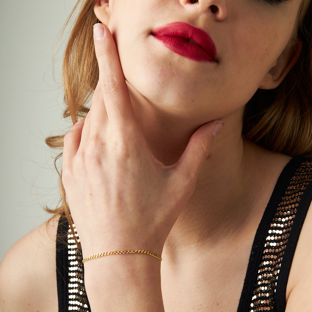 İnce Bağlantılı Zincir Bileklik - 925 GÜMÜŞ