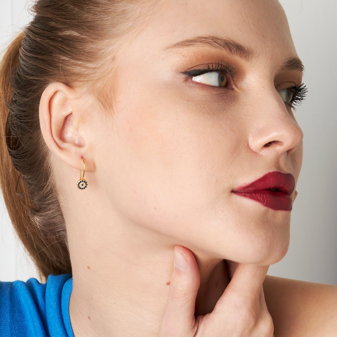 Çengelli Nazar Küpesi - 925 GÜMÜŞ