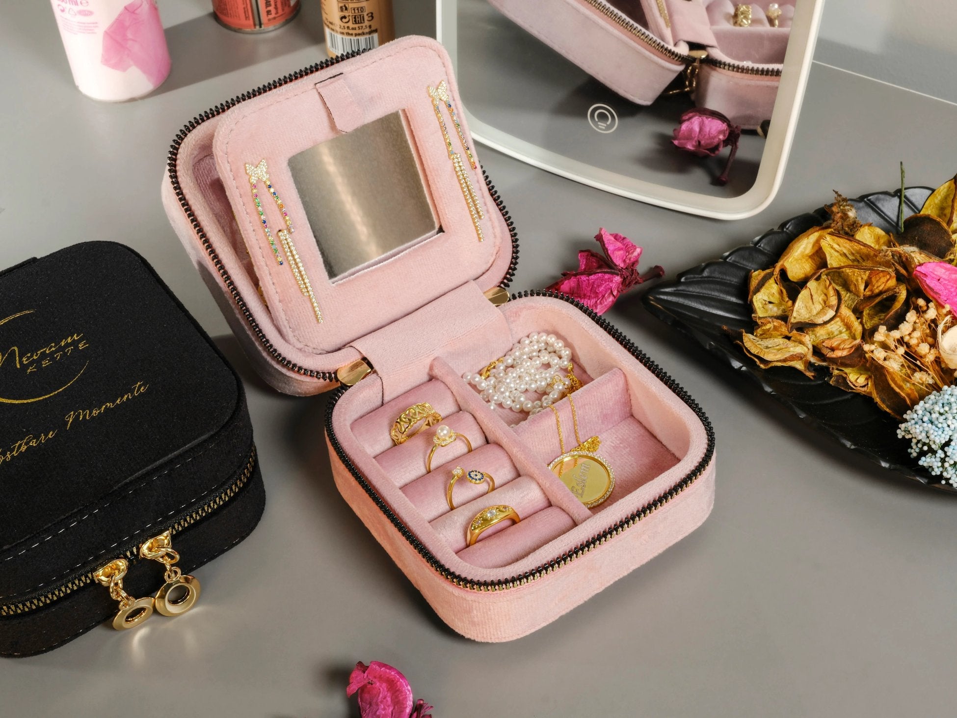 Pembe Seyahat Mücevher Kutusu - 925 GÜMÜŞ