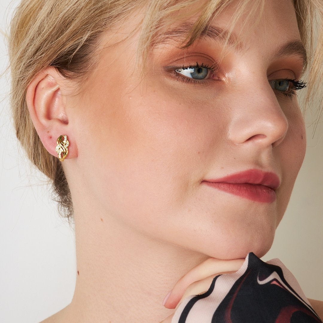 Sarmaşık Model Taşlı Küpe2 - 925 GÜMÜŞ