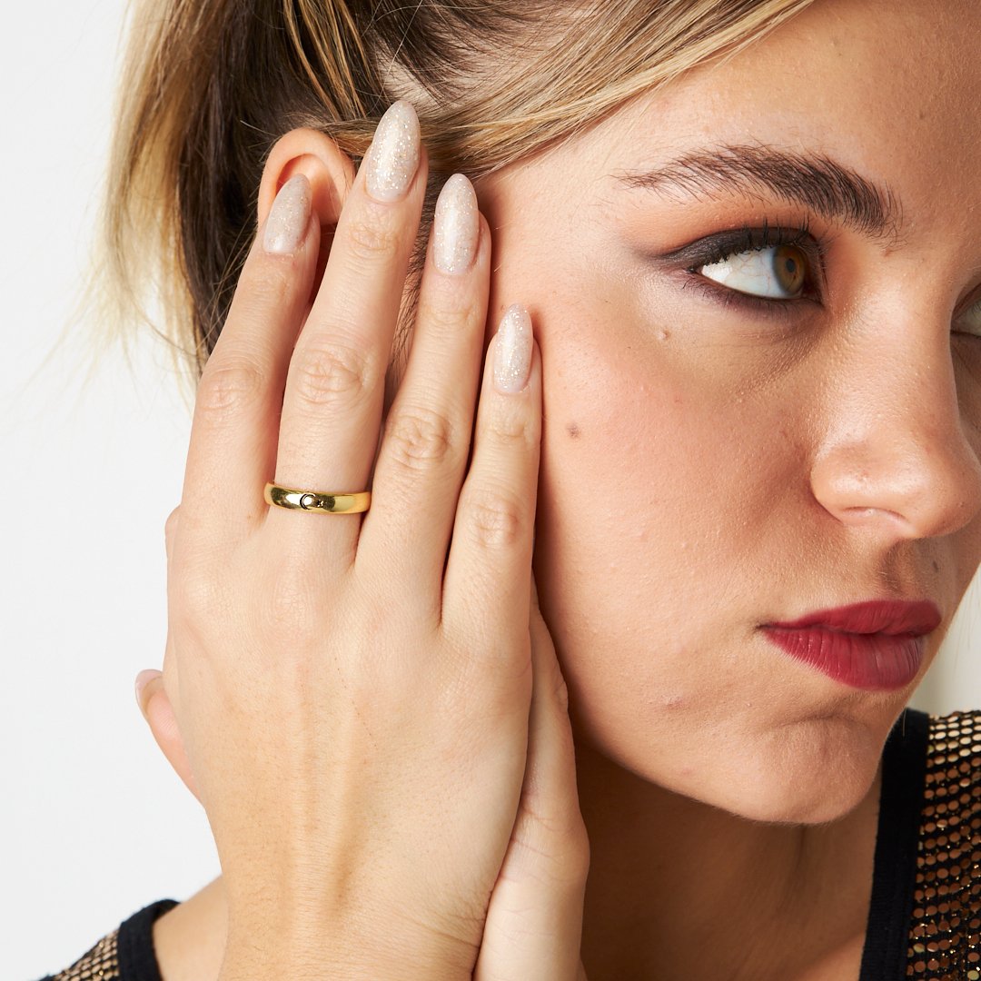 Ay Yıldız Desenli Yüzük - 925 GÜMÜŞ