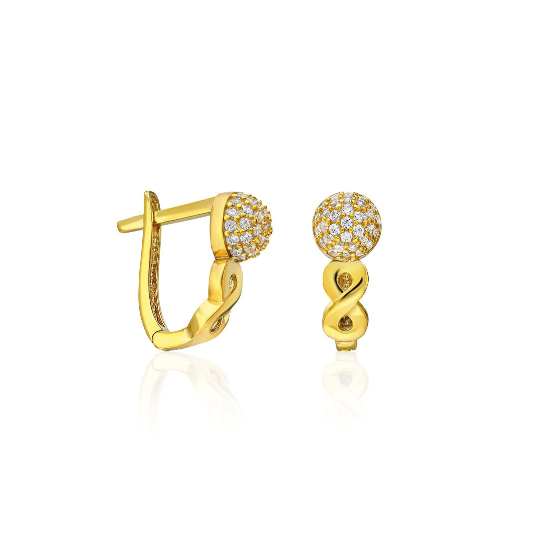 Kavisli Taşlı Sonsuz Küpe - 925 GÜMÜŞ