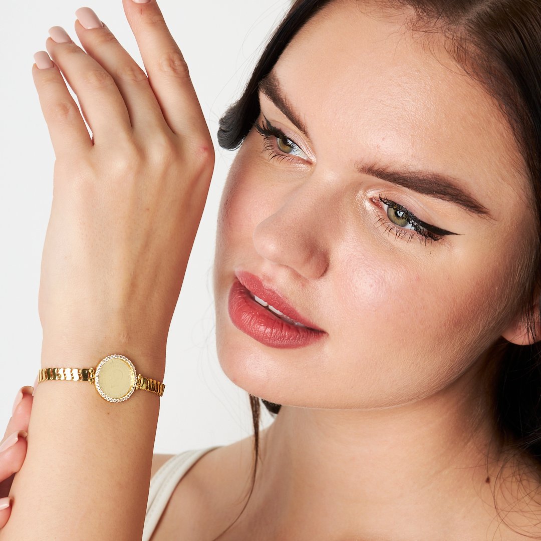 Çerçeveli Çeyrek Zincir Bileklik - 925 GÜMÜŞ