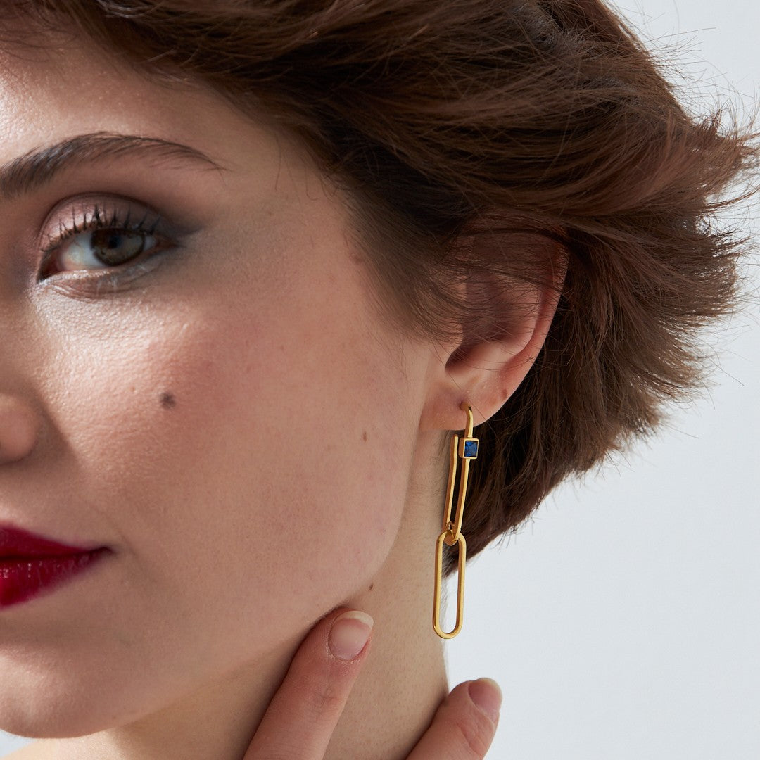 Lacivert Ataç Küpe - 925 GÜMÜŞ