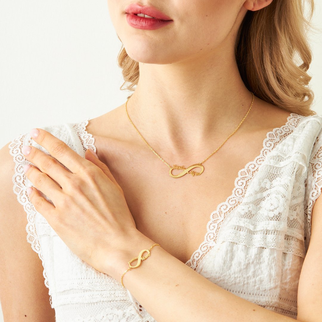 İki İsimli Sonsuzluk Set - 925 GÜMÜŞ