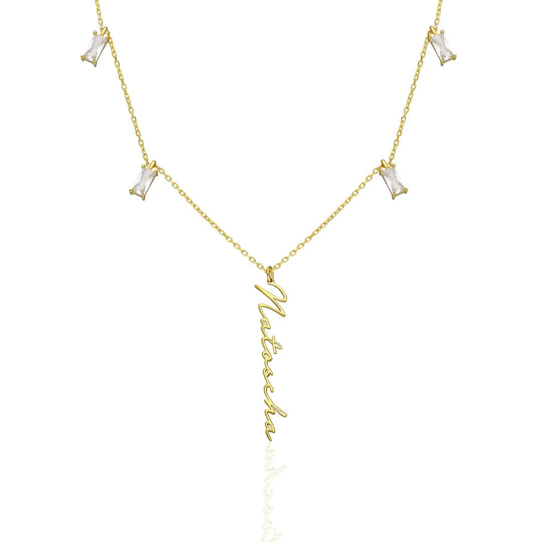 Baget Taşlı İsimli Kolye - 925 GÜMÜŞ