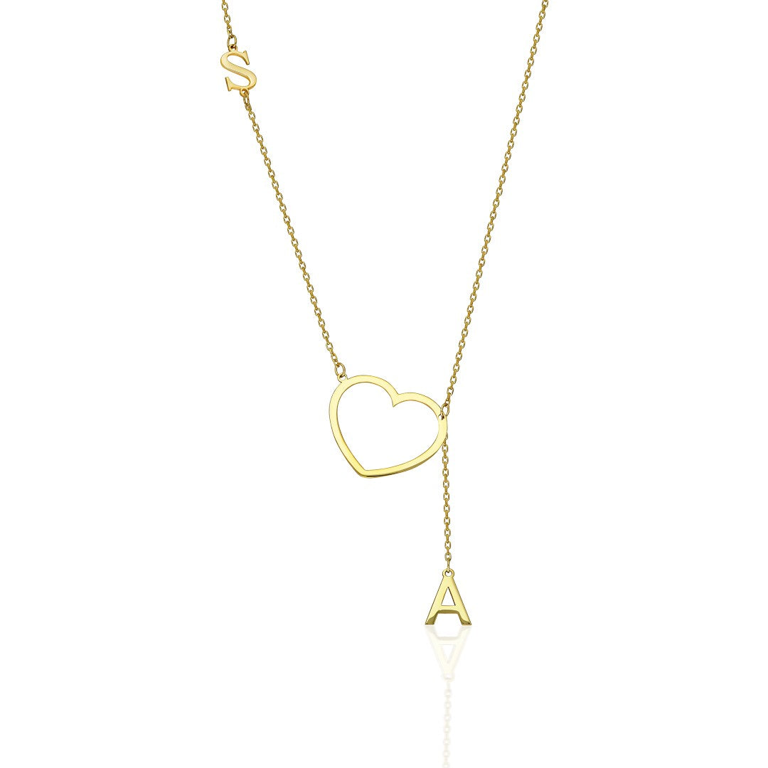 Kalpli Harf Sallantılı Kolye - 925 GÜMÜŞ