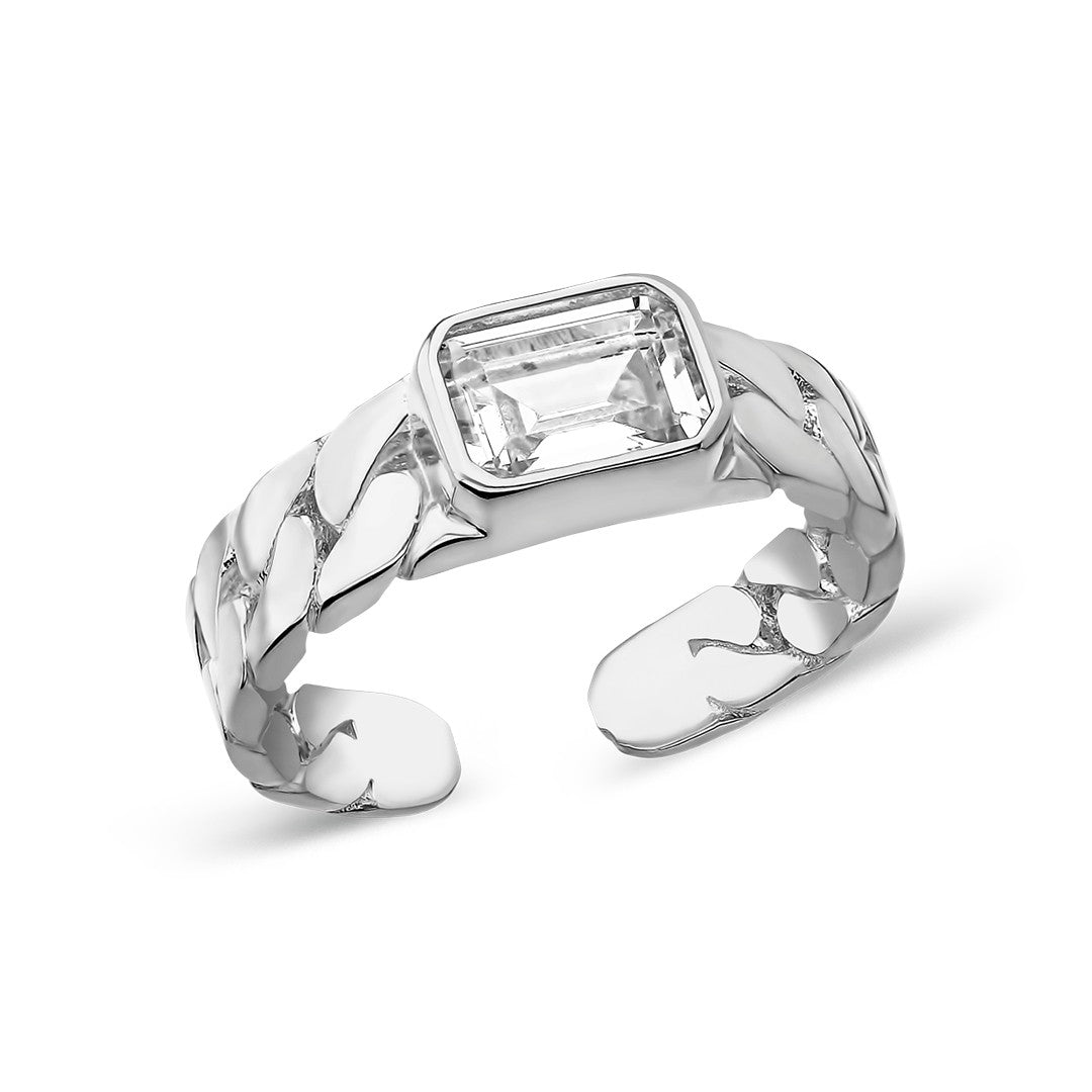 Baget Taş Desenli Yüzük - 925 GÜMÜŞ