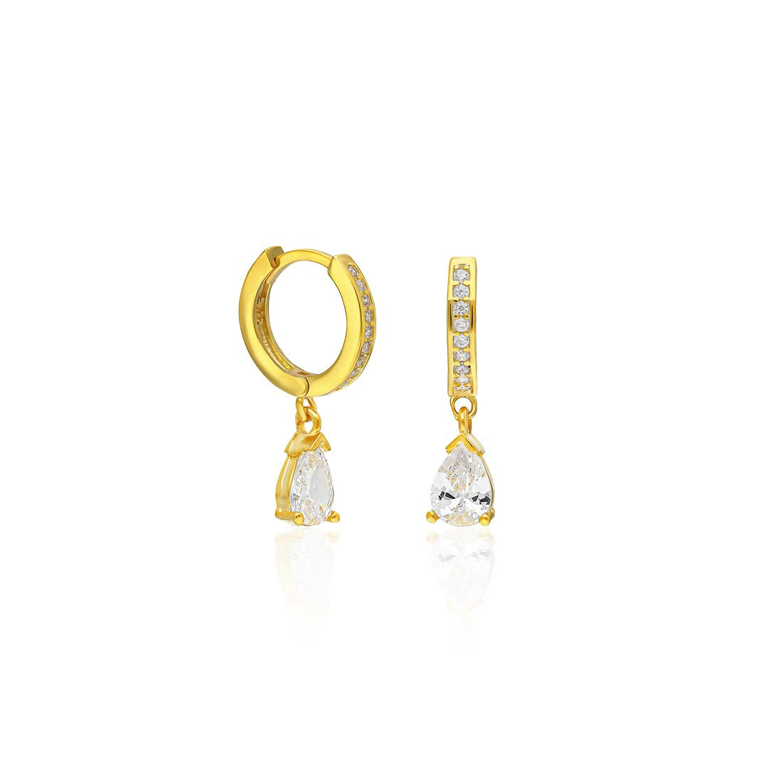 Gözyaşı Taşlı Halka Küpe - 925 GÜMÜŞ