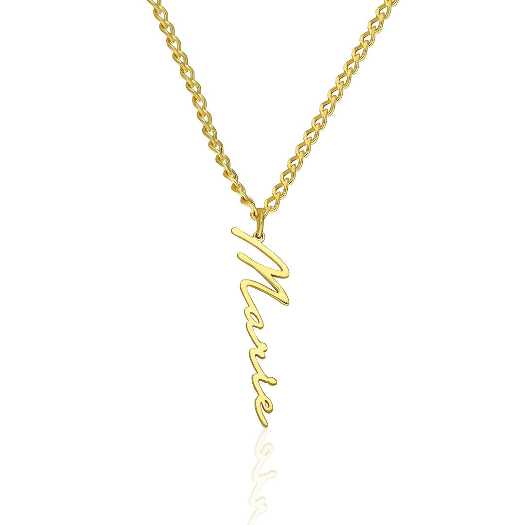 Dikey İmza Kolye - 925 GÜMÜŞ