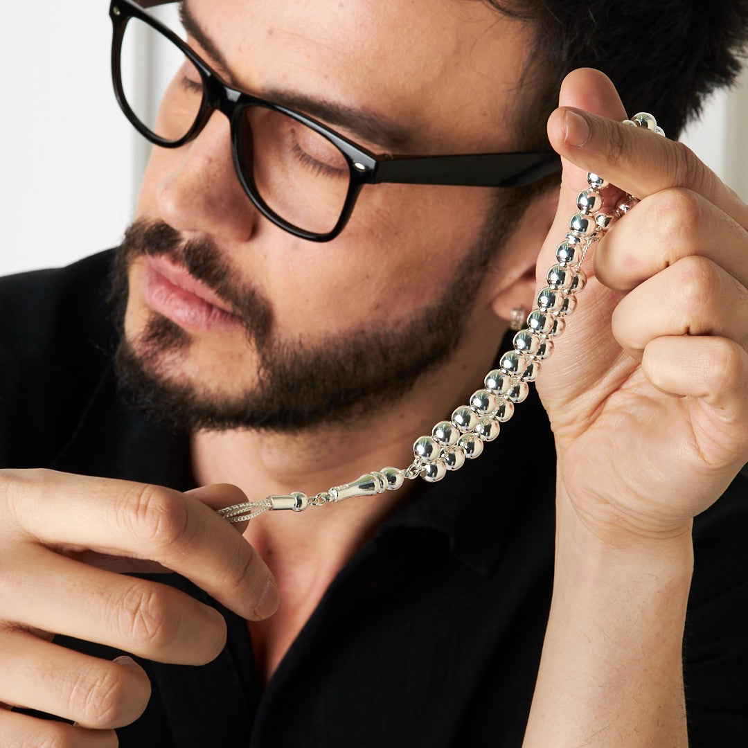 Yuvarlak düz tespih - 925 GÜMÜŞ