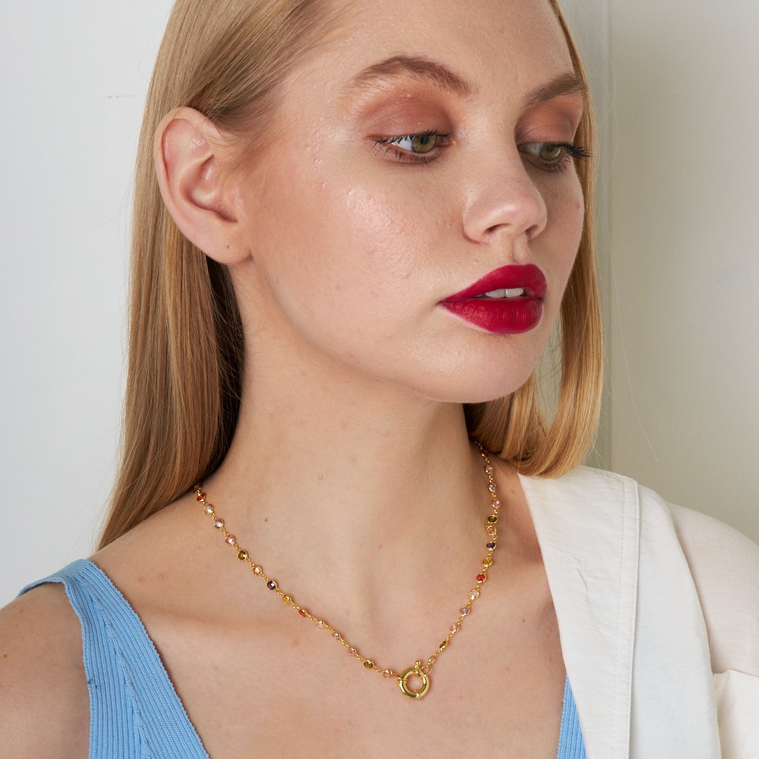 Denizci renkli zincir kolye - 925 GÜMÜŞ