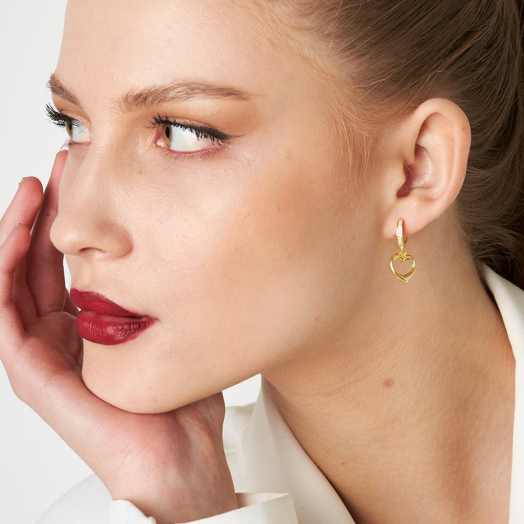 Kavisli Kalp Küpe - 925 GÜMÜŞ