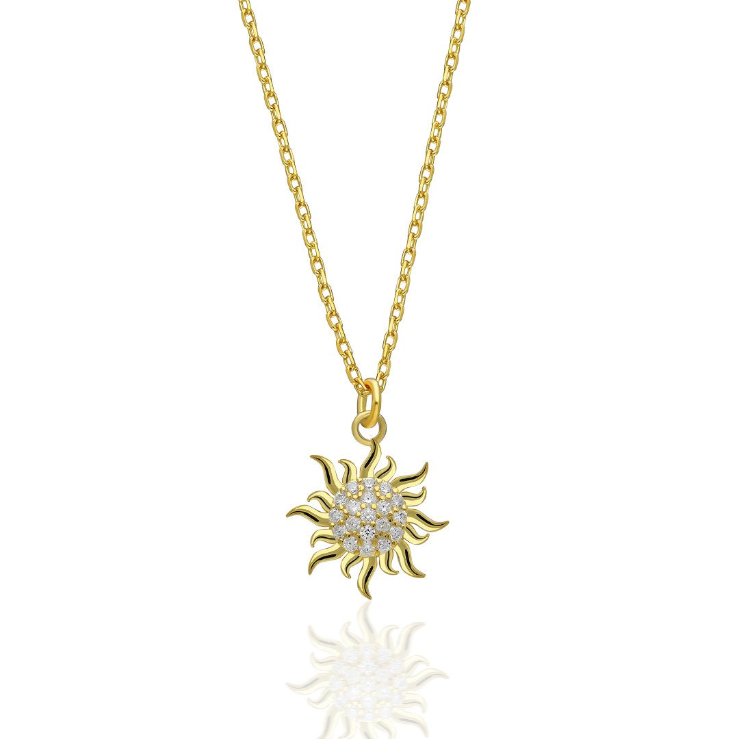 Taşlı Güneş Kolyesi - 925 GÜMÜŞ