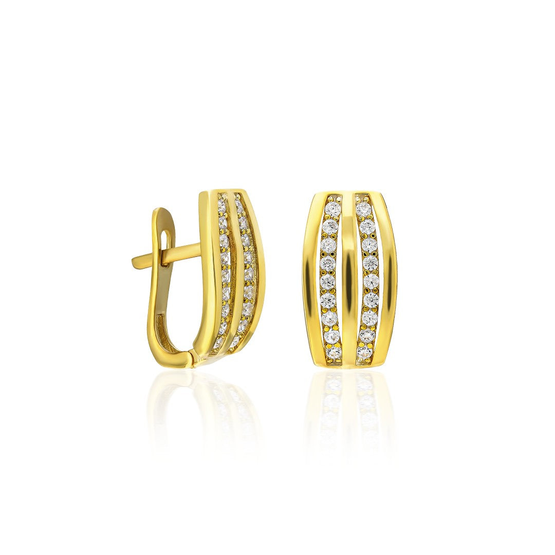 Çift Sıra Taşlı Küpe - 925 GÜMÜŞ