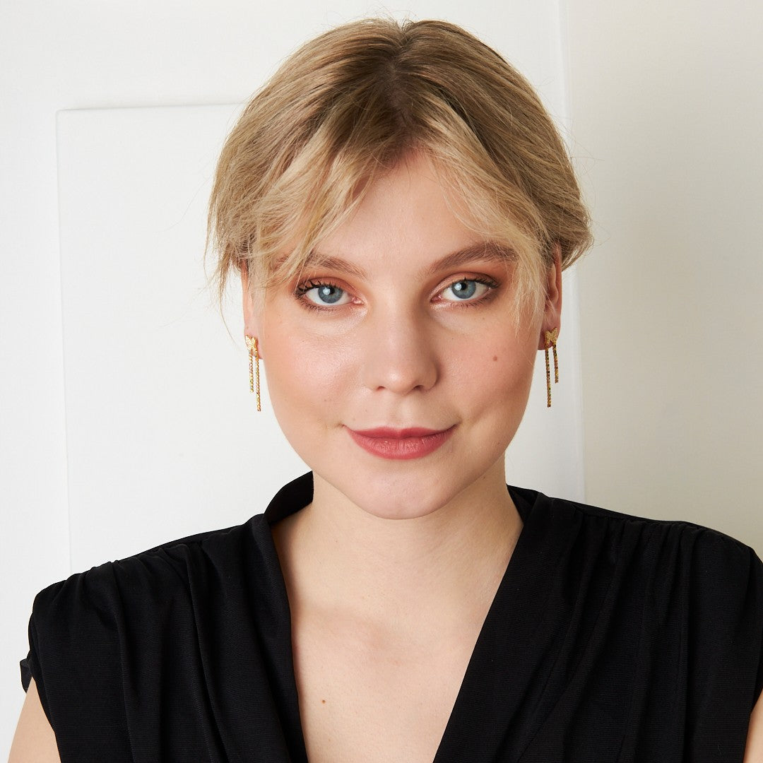 Kelebekli Renkli Su Yolu Küpesi - 925 GÜMÜŞ