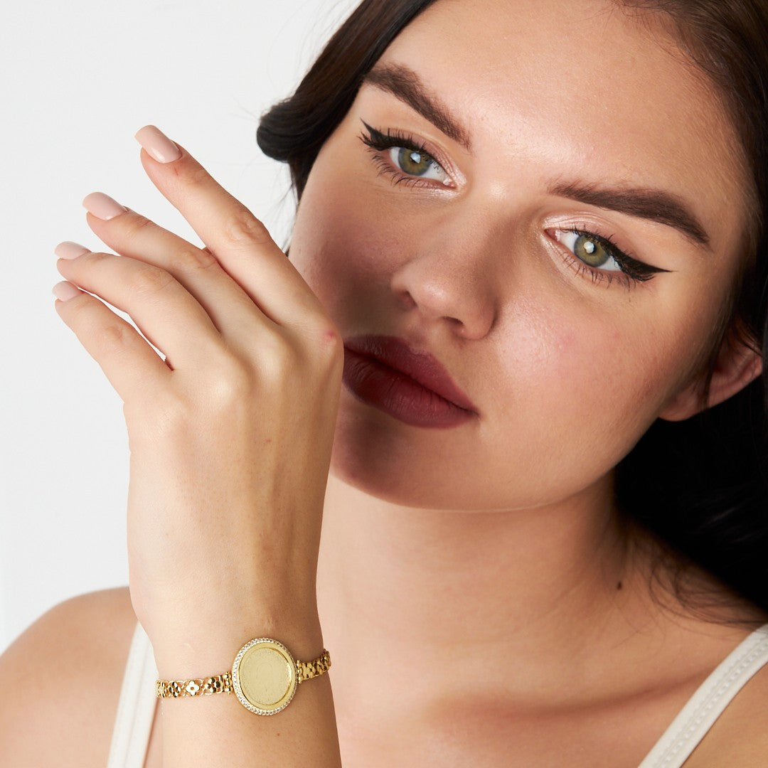 Taş Çerçeveli Dört Yapraklı Yonca Zincir Bileklik - 925 GÜMÜŞ