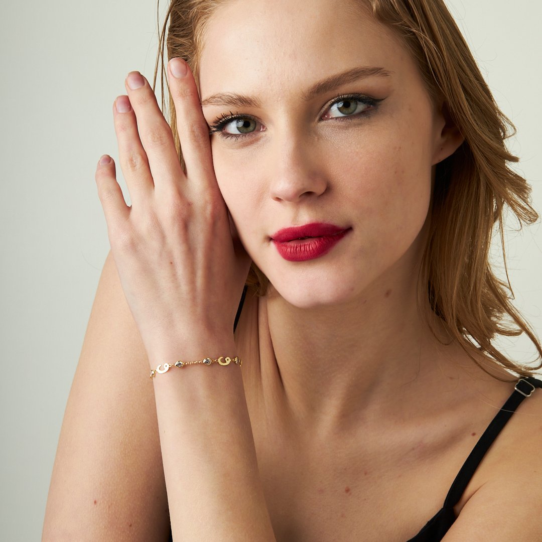 Taşlı Vav Bileklik - 925 GÜMÜŞ