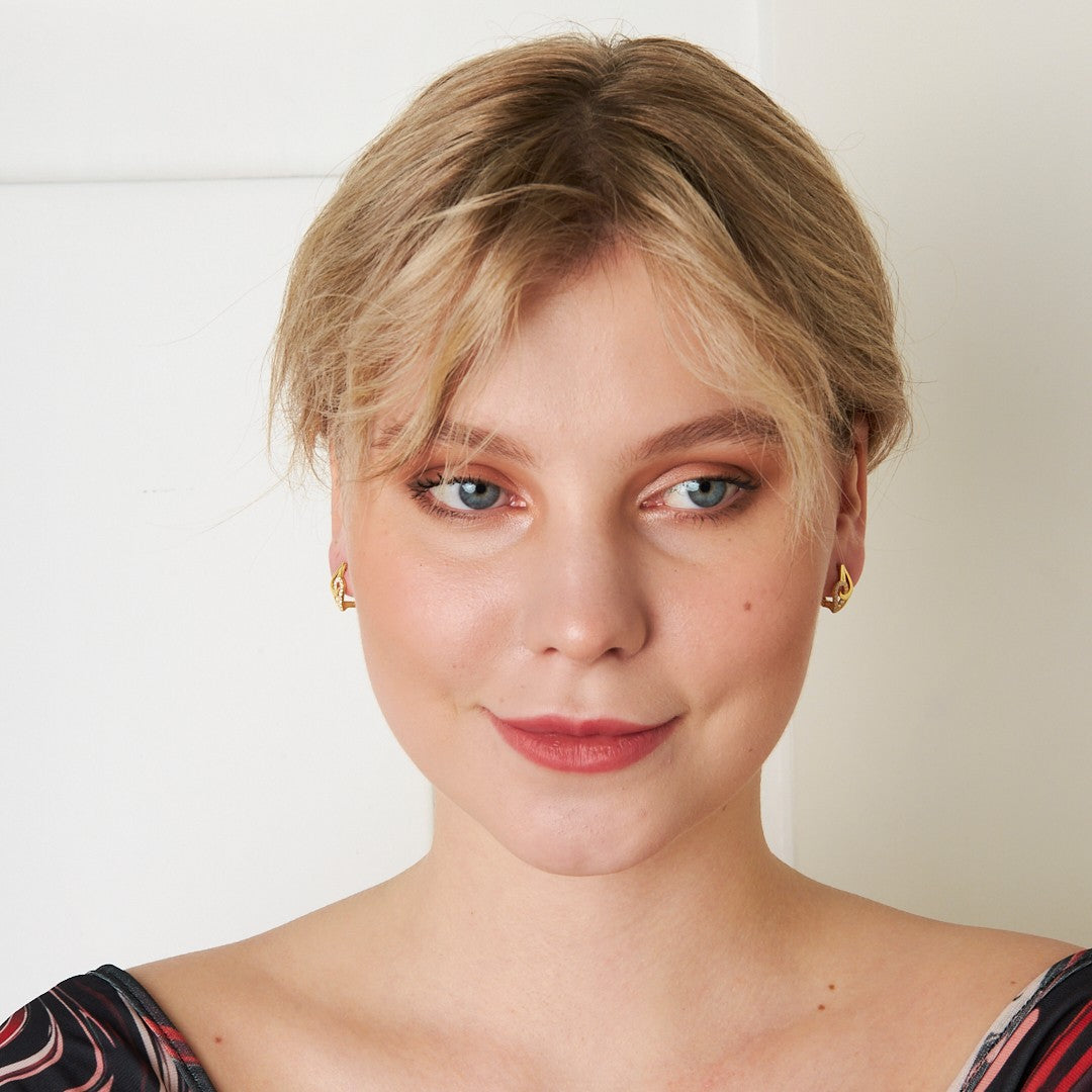 Taşlı Su Damlası Küpe - 925 GÜMÜŞ