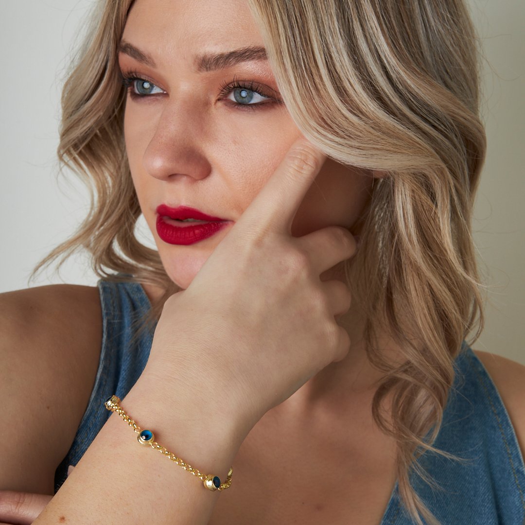 Dörtlü Nazar Bileklik - 925 GÜMÜŞ