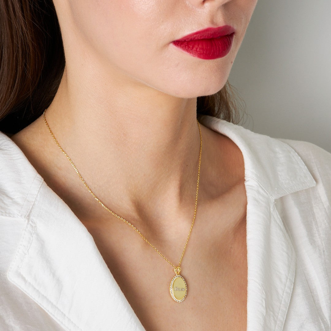 14K ALTIN Oval İsimli Kolye