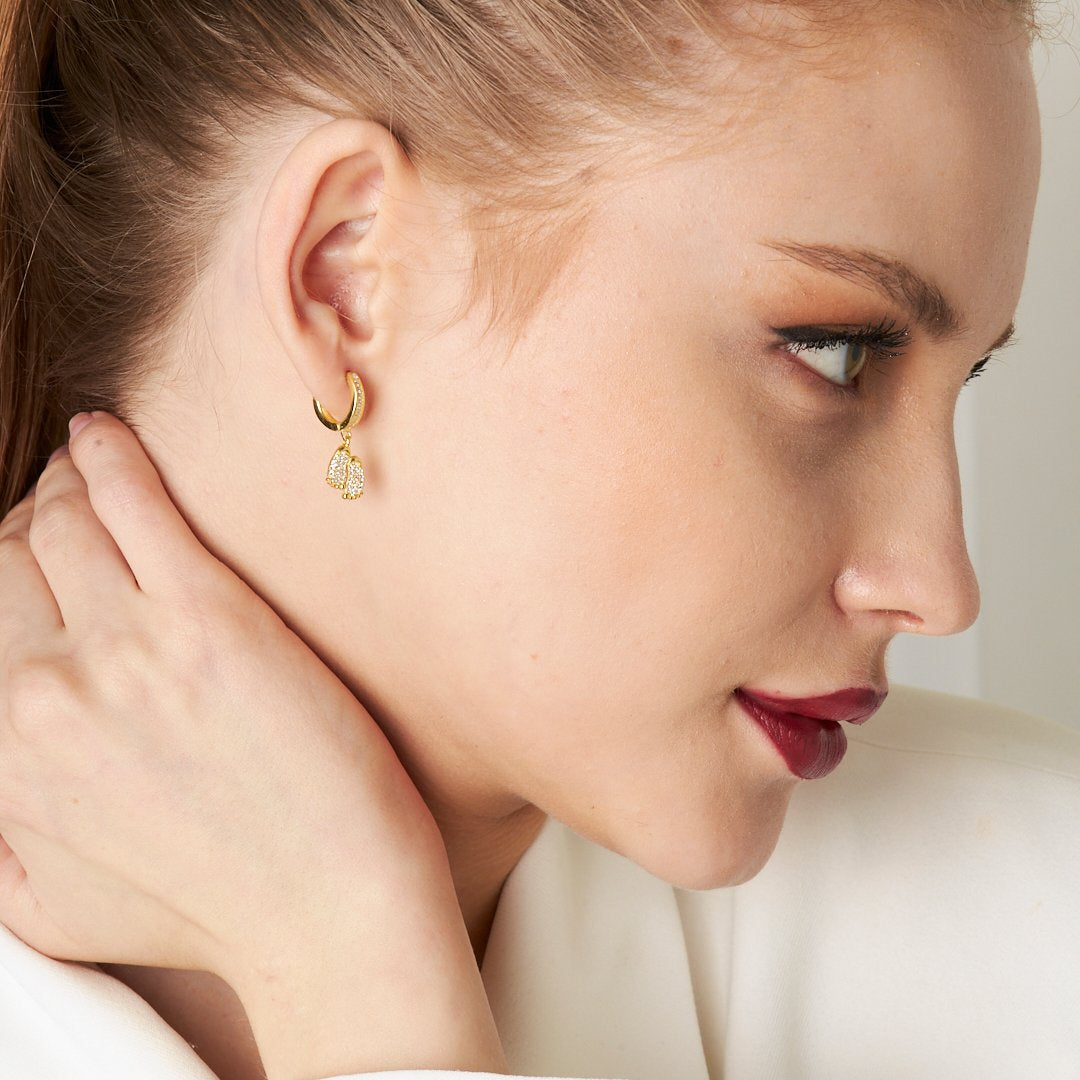 Taşlı Bebek Ayak İzi Küpesi - 925 GÜMÜŞ