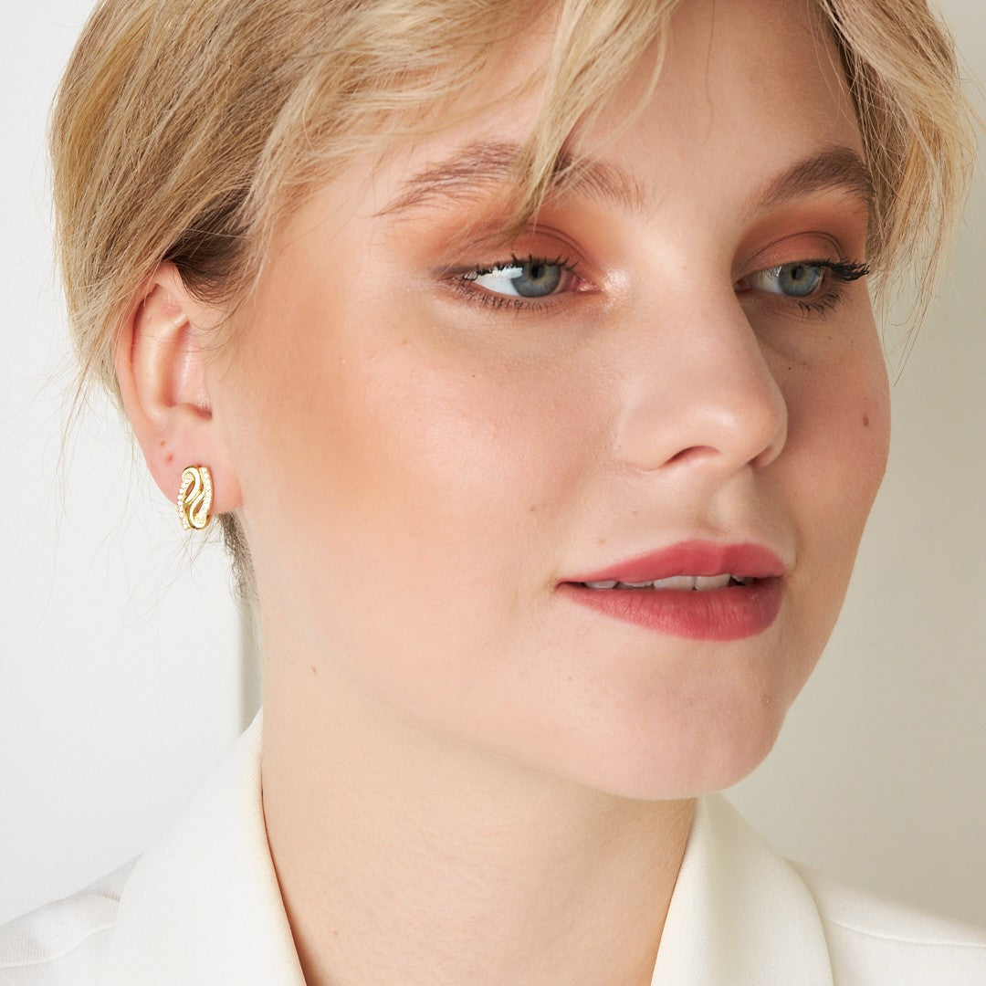 Favori Yan Taşlı Küpeler - 925 GÜMÜŞ