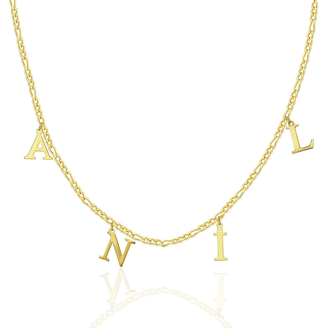 İsimli kolye - Figaro zincir isimli kolye - 925 GÜMÜŞ