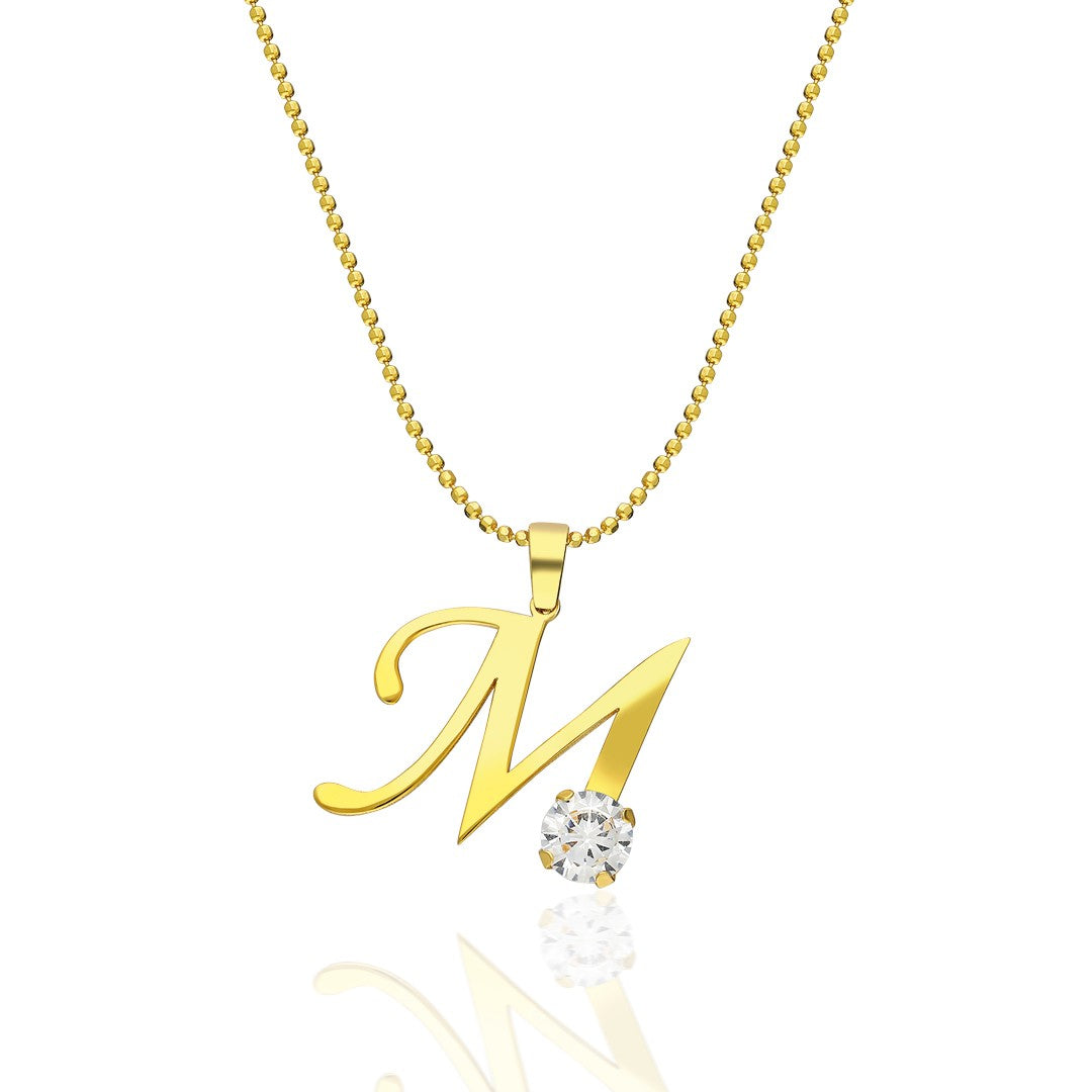 Tek Taş Harfli Kolye - 925 GÜMÜŞ