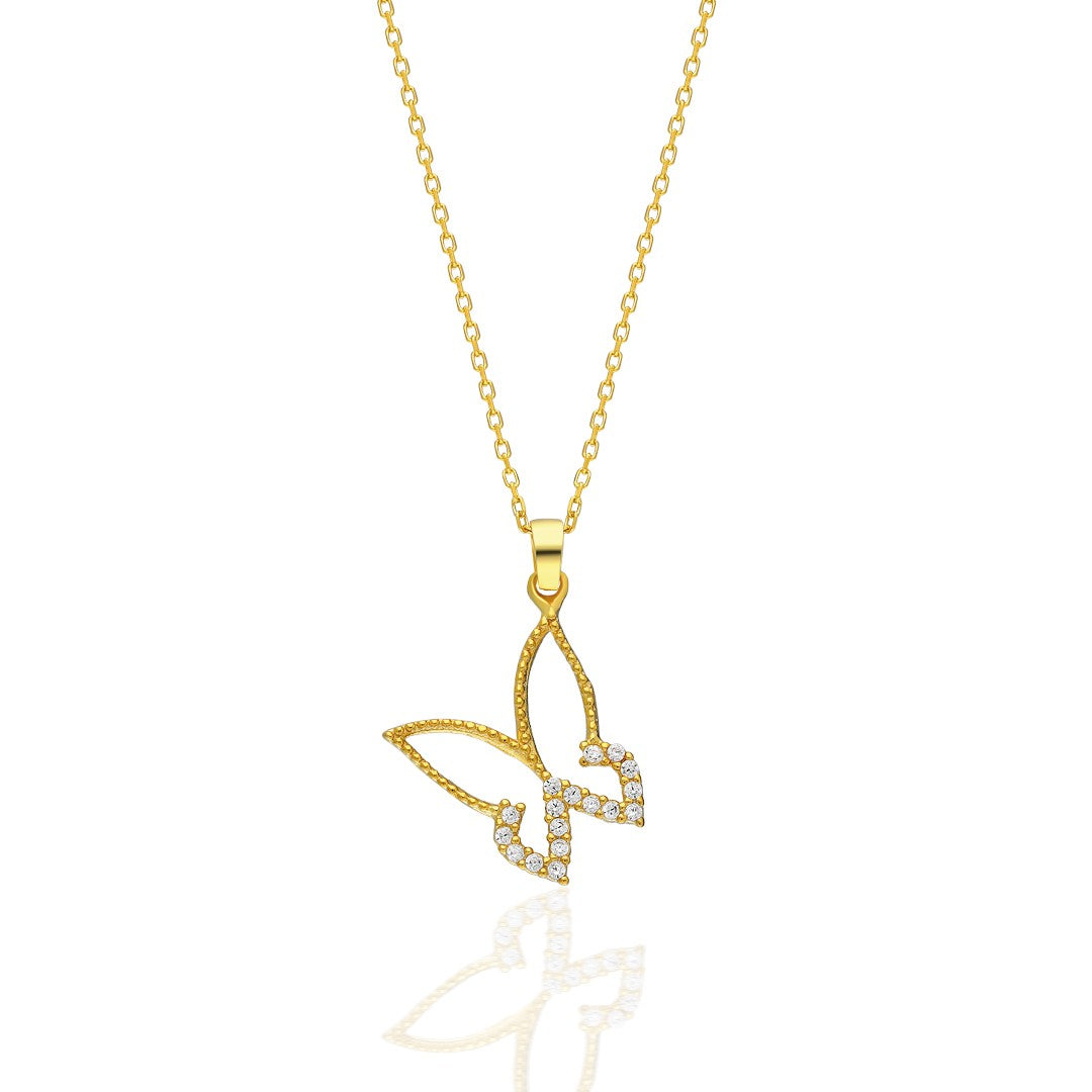 Kelebek Taşlı Kolye - 925 GÜMÜŞ