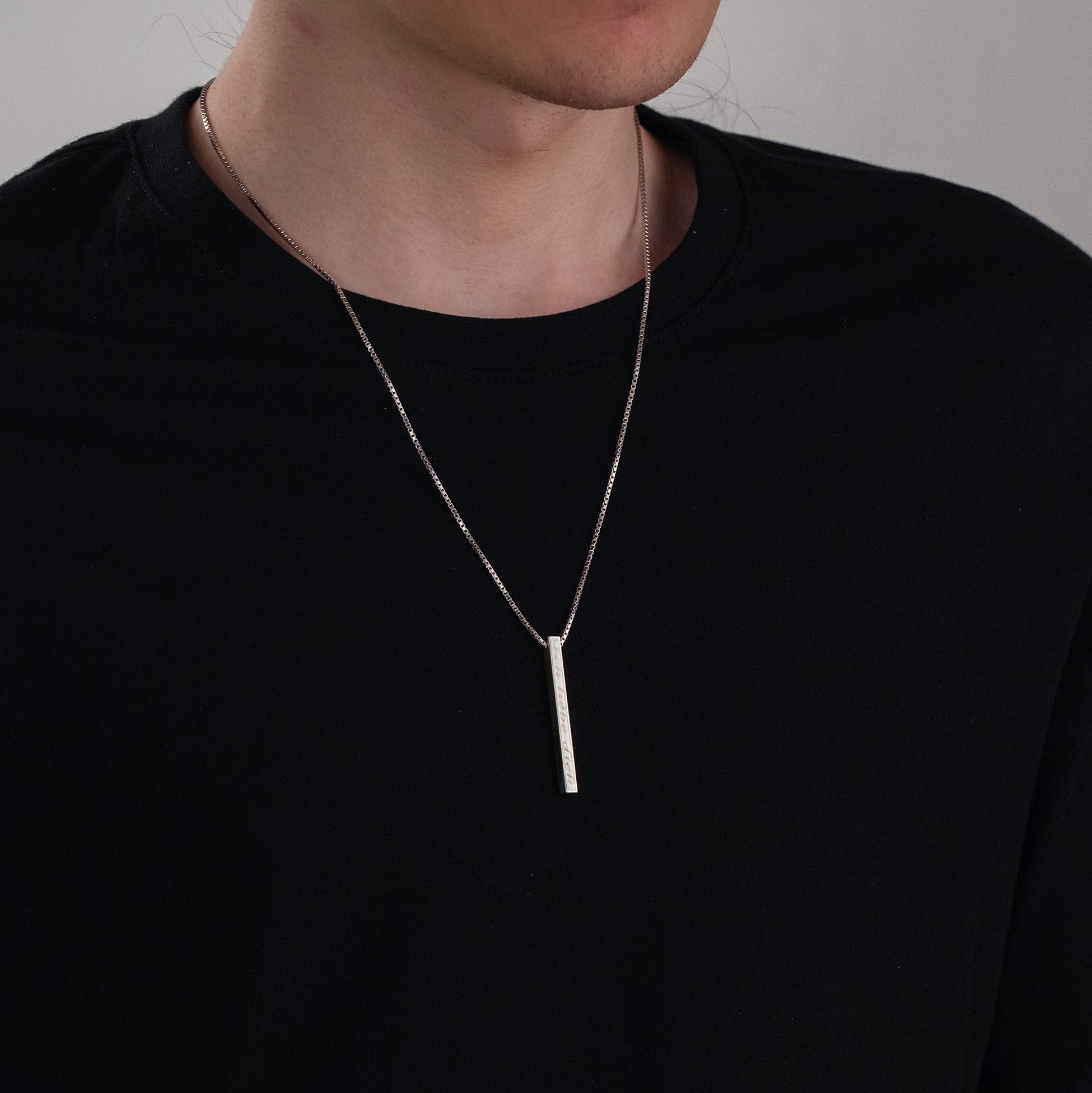 İsim yazılı dikdörtgen çubuk kolye - 925 GÜMÜŞ