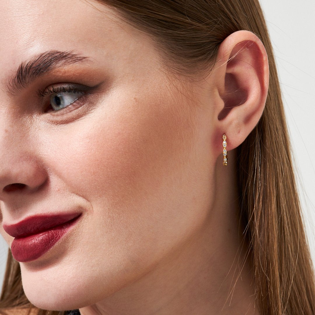 Zirkonya Halka Küpeler - 925 GÜMÜŞ