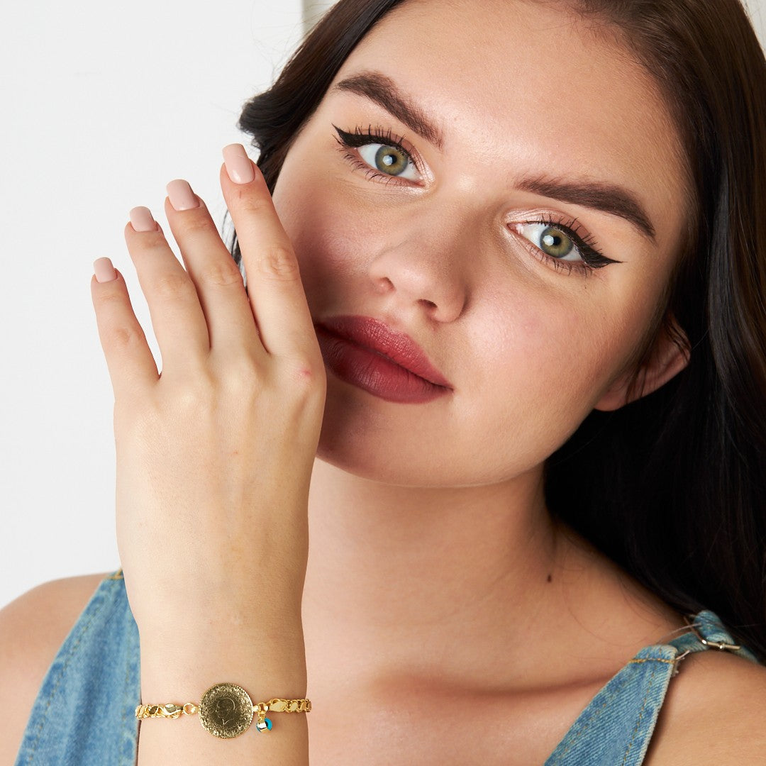 Nazar Çeyrek Arpa Zincir Bileklik - 925 GÜMÜŞ